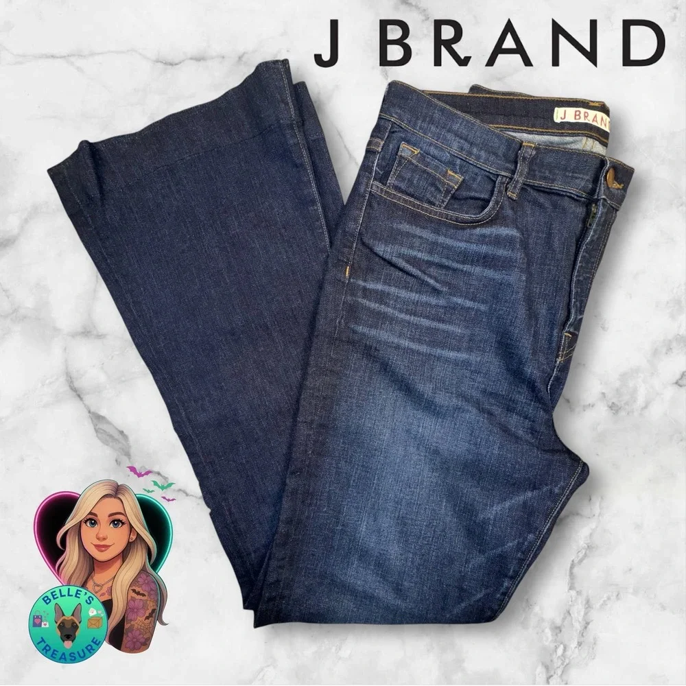 J BRAND Jeans Women's 32 Monaco Flare‎ High Rise Dark Wash Stretch Bell Bottom